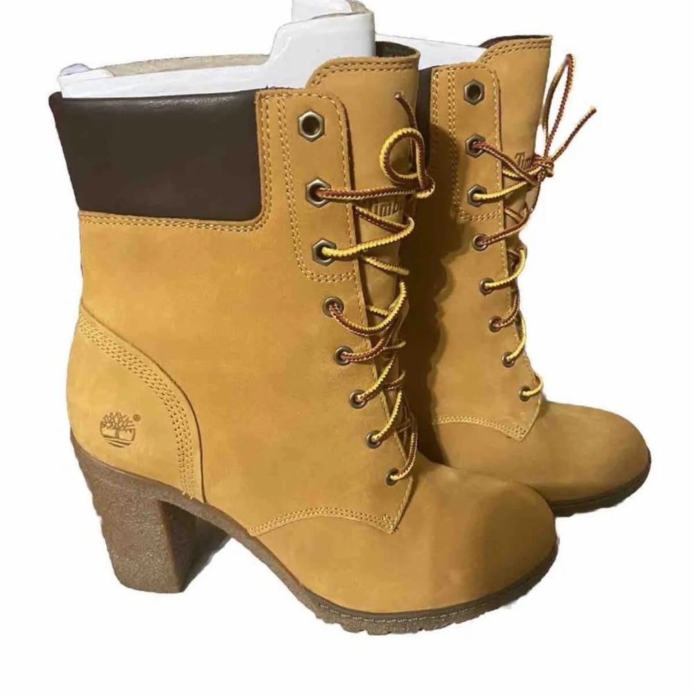 Timberland Women's Allington 6-Inch Lace-Up Heeled Boot Size 9 Wheat Nubuck